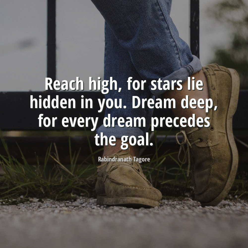 Rabindranath Tagore Quote: Reach high, for stars lie hidden in you ...